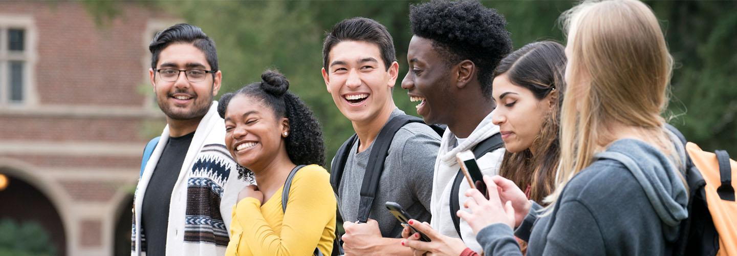 a group of college-age friends walking together