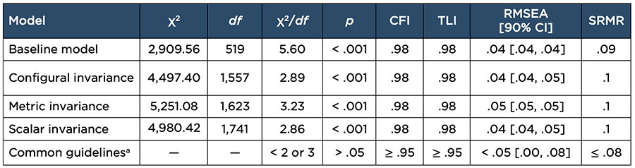 Measurement Invariance Model Fit Statistics